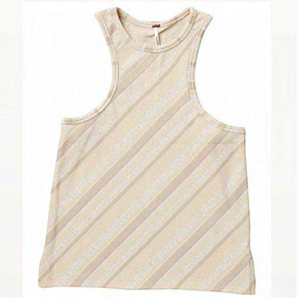 FREE PEOPLE Ivory Striped Sidelines‎ Tank Size Small